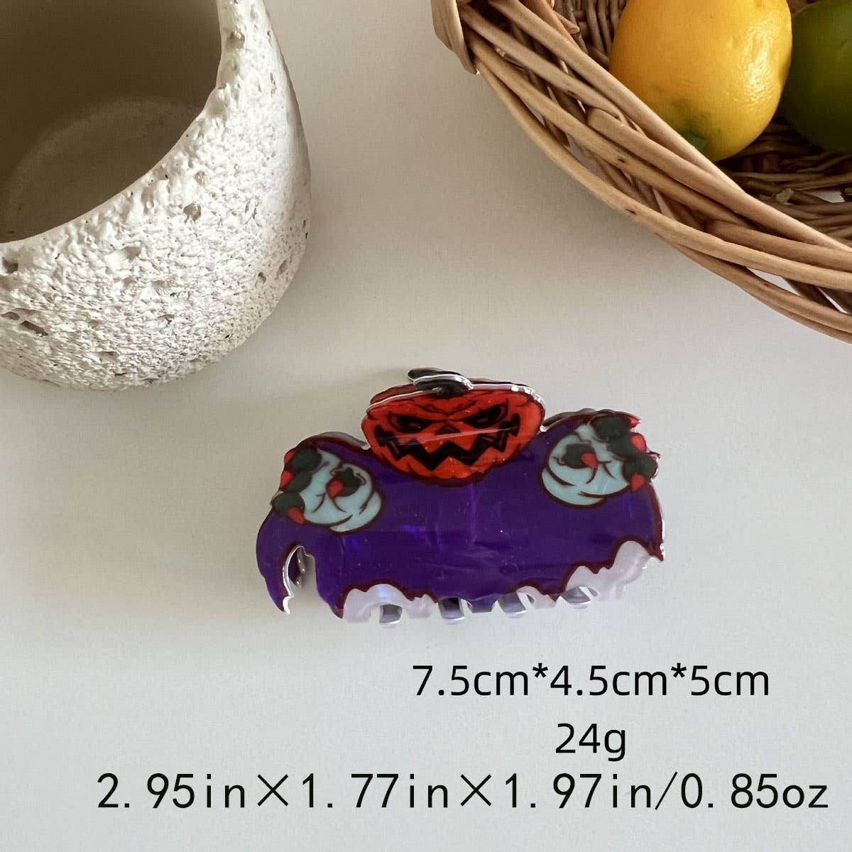 CWAHA07711_HALLOWEEN GHOST SKULL PUMPKIN CLAW CLIP