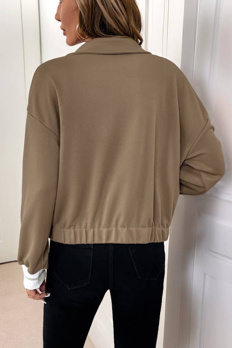 CWOCO1167_LAPEL SHORT BUTTON-DOWN CONTRAST JACKET