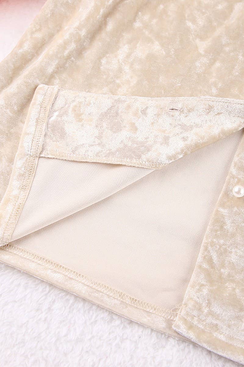 CWSPJ0086_SOLID COLOR LONG SLEEVED SHIRT PANTS PPAJAMAS SET