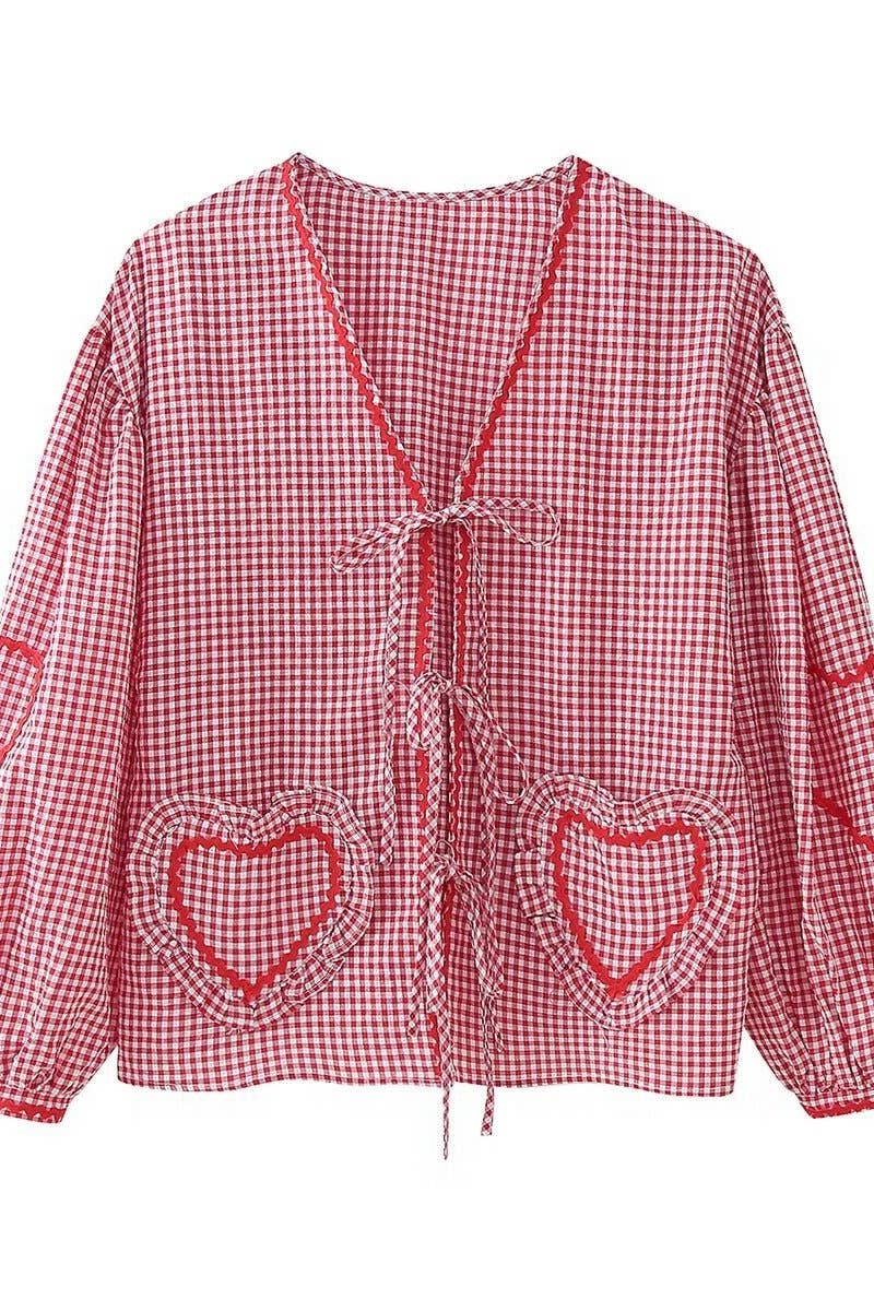 CWOCO0901_AUTUMN V-NECK LONG SLEEVE SHIRT WITH LOVE POCKET