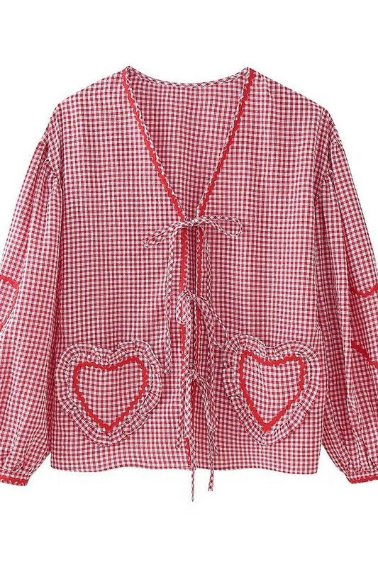 CWOCO0901_AUTUMN V-NECK LONG SLEEVE SHIRT WITH LOVE POCKET