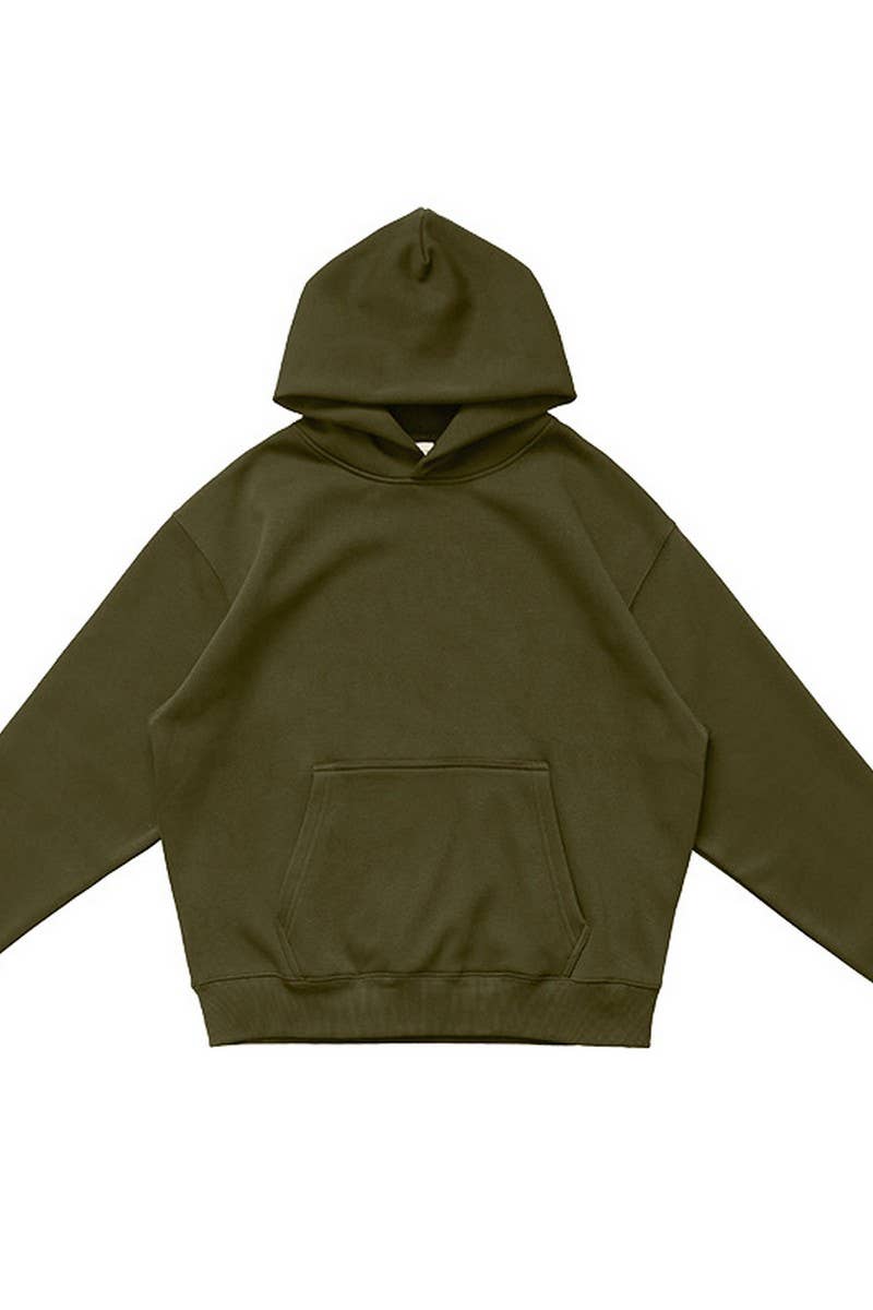 CWOHOL0765_SOLID COLOR THICKENED HOODED SWEATSHIRT