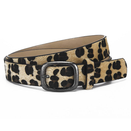 Fashionable day-shaped buckle leopard print belt