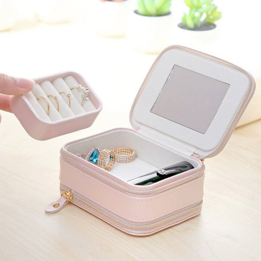 DOUBLE ZIPPER EXQUISITE JEWELRY STORAGE BOX