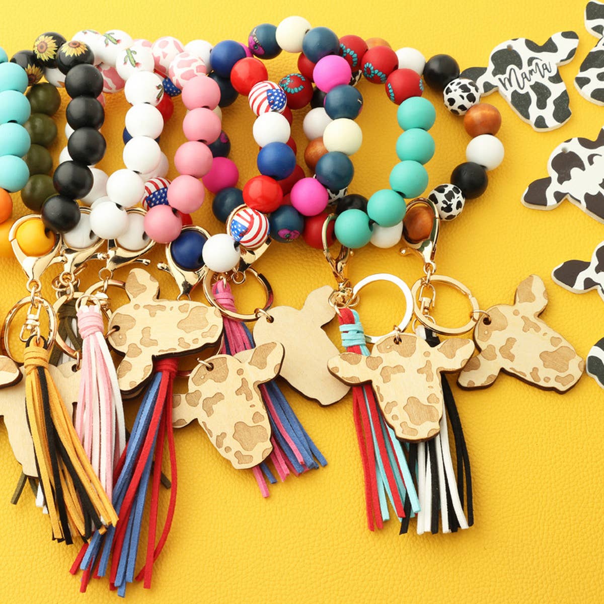 WESTERN NEW TASSEL BRACELET BULL HEAD KEYCHAIN