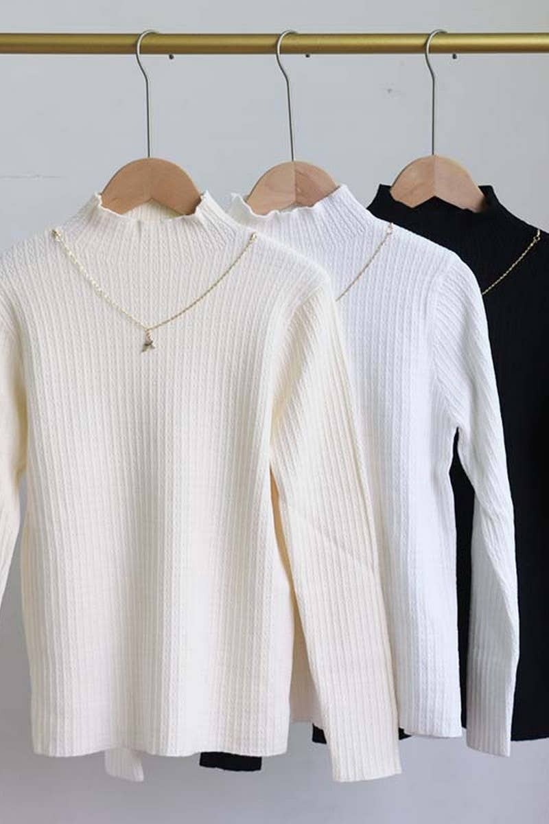 CWTBLL2700_SOLID COLOR HALF TURTLENECK KNITTED BOTTOMING TOP