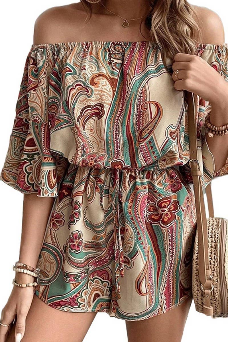 CWSJS1097_ETHNIC STYLE PRINTED OFF-SHOULDER JUMPSUIT