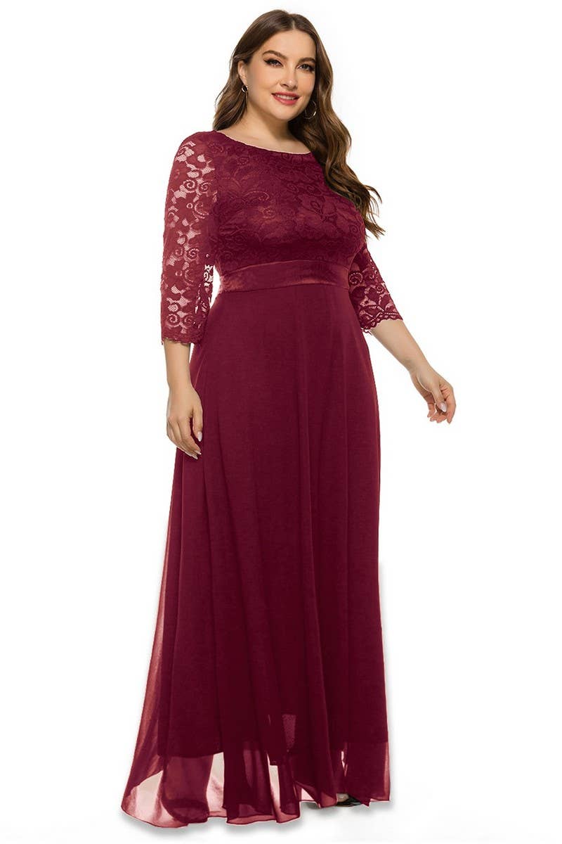 CWDMD3231_PLUS SIZE LACE EVENING DRESS