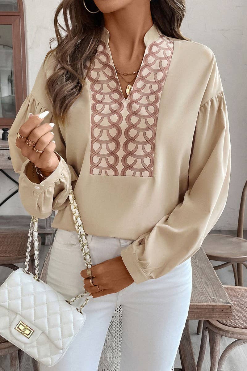 CWTBLL3736_VINTAGE ELEGANT LONG SLEEVE STAND COLLAR SHIRT