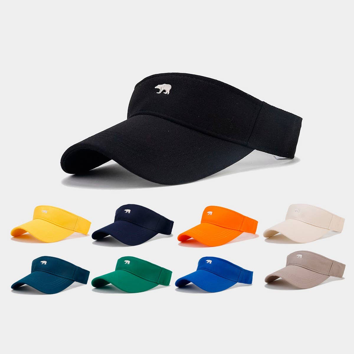 Summer Bear Embroidered Breathable Visor Cap_CWAH3308