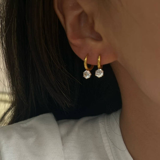 Simple rhinestone zircon pendant earrings_CWMM5719
