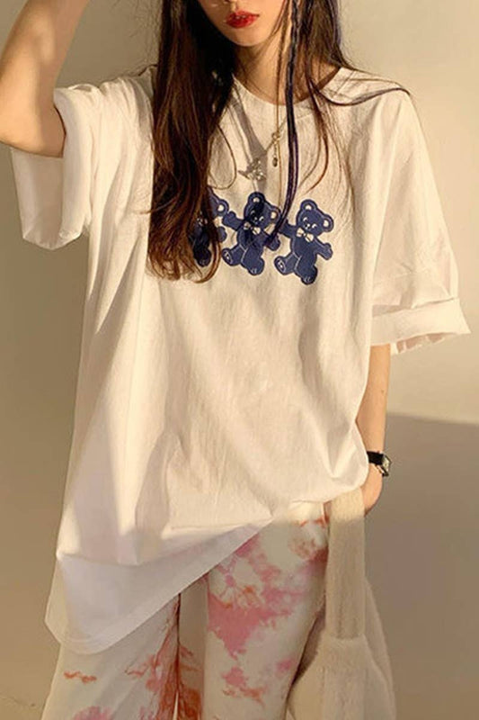 CWTTS0996_THREE BEARS PRINT SHORT SLEEVED T SHIRT