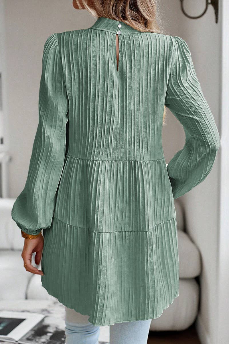 CWTBLL2768_HALF TURTLENECK WAVY LONG SLEEVE TOP