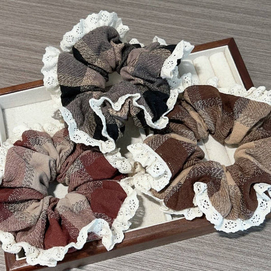 GENTLE RETRO PLAID LARGE COLO HAIR SCRUNCHIES