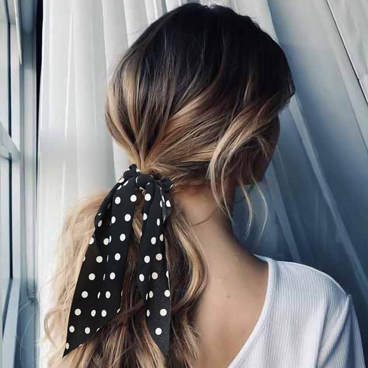 LONG FLORAL FABRIC RIBBON HAIRBAND HAIRACCESSORIES