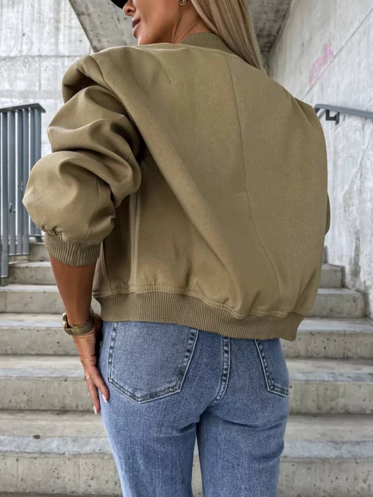 AUTUMN AND WINTER JACKET WITH STAND-UP COLLAR