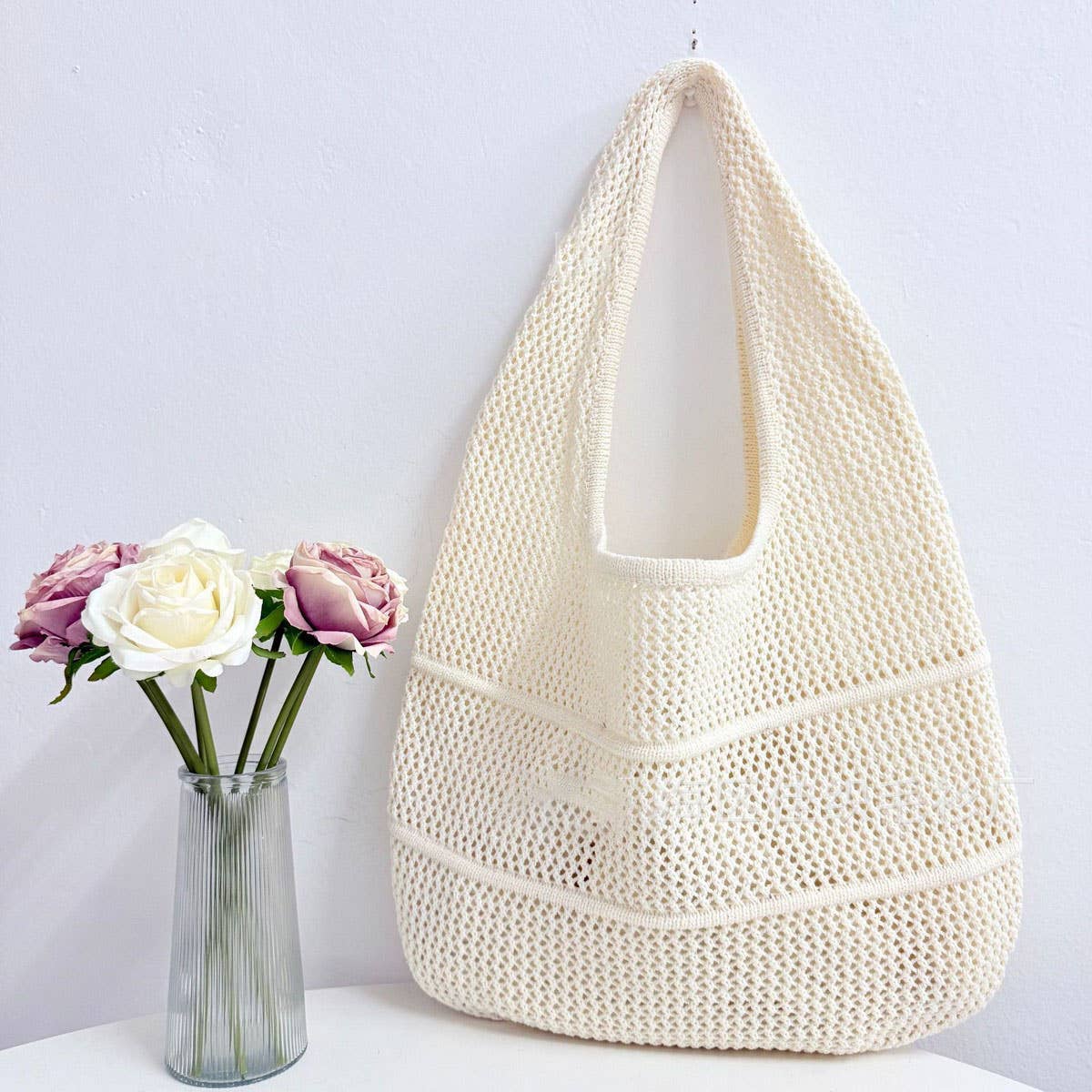 CUAB00634_DOPAMINE KNIT MESH SHOULDER BAG SUMMER HANDBAG