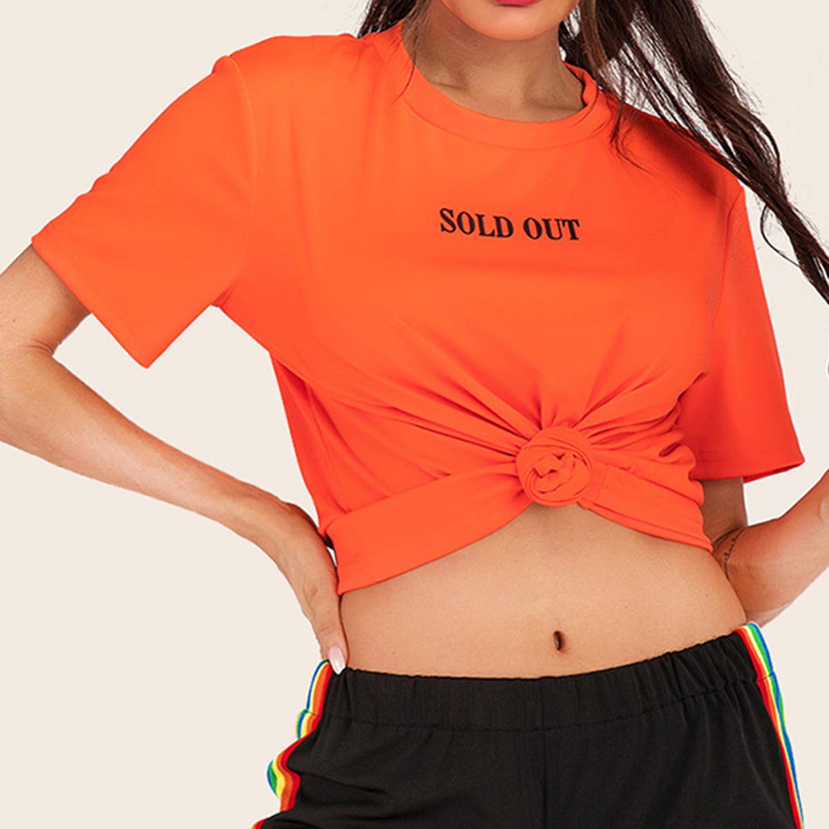 Crew-neck monogram print short-sleeved T-shirt