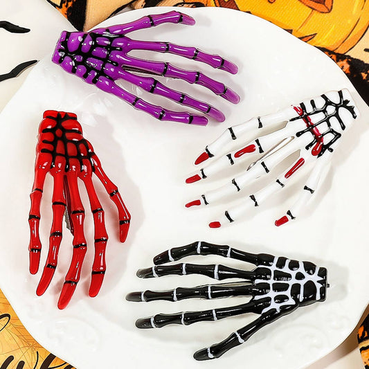 Halloween Skeleton Hand Hair Duckbill Clip_CWAHA1643