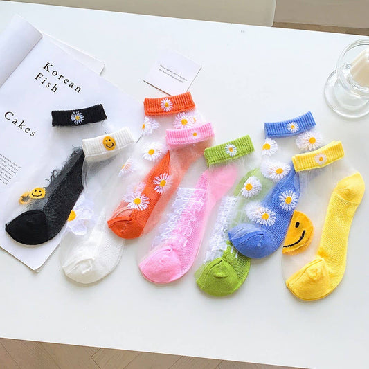 SUMMER DAISY GIRL LOW TOP THIN TRANSPARENT SOCKS_CWMS0401