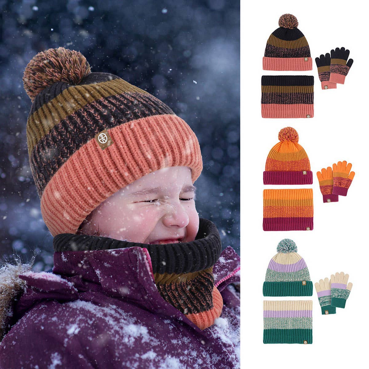 CHILDREN'S CONTRAST COLOR WARM THREE-PIECE SUIT