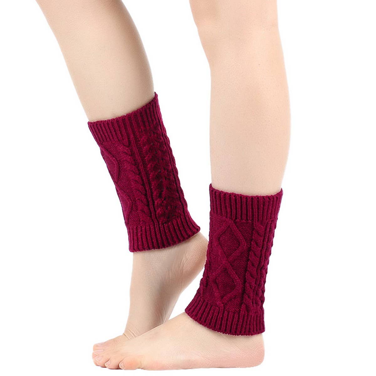 CWMS02678_CHUNKY KNIT DIAMOND BOOT CUFF LEG WARMERS