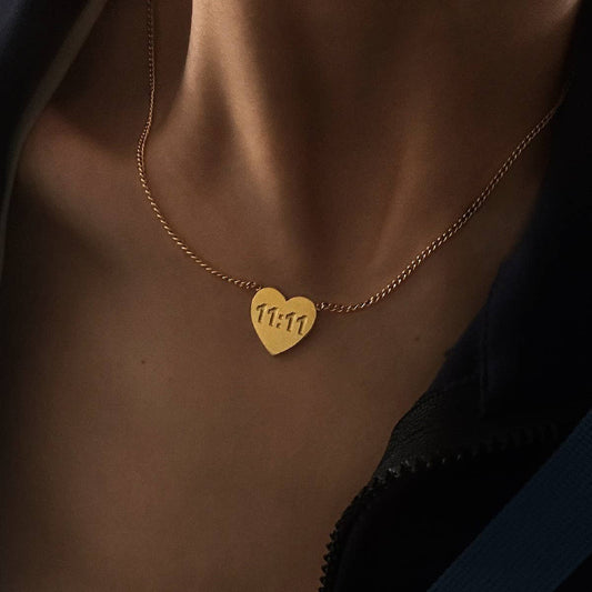 Stainless steel love double 11 number necklace_CWMM5554