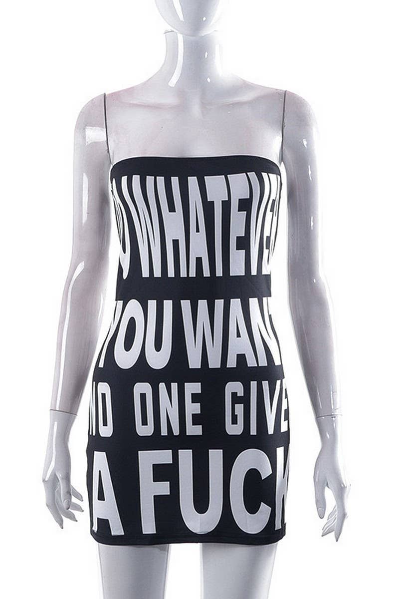 CWDTD0402_SLIM FIT LETTER PRINTED WRAP DRESS