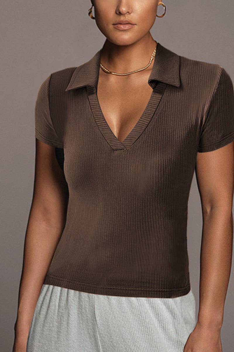 CWTBLS1810_SLIM FIT POLO COLLAR SHORT SLEEVE T-SHIRT