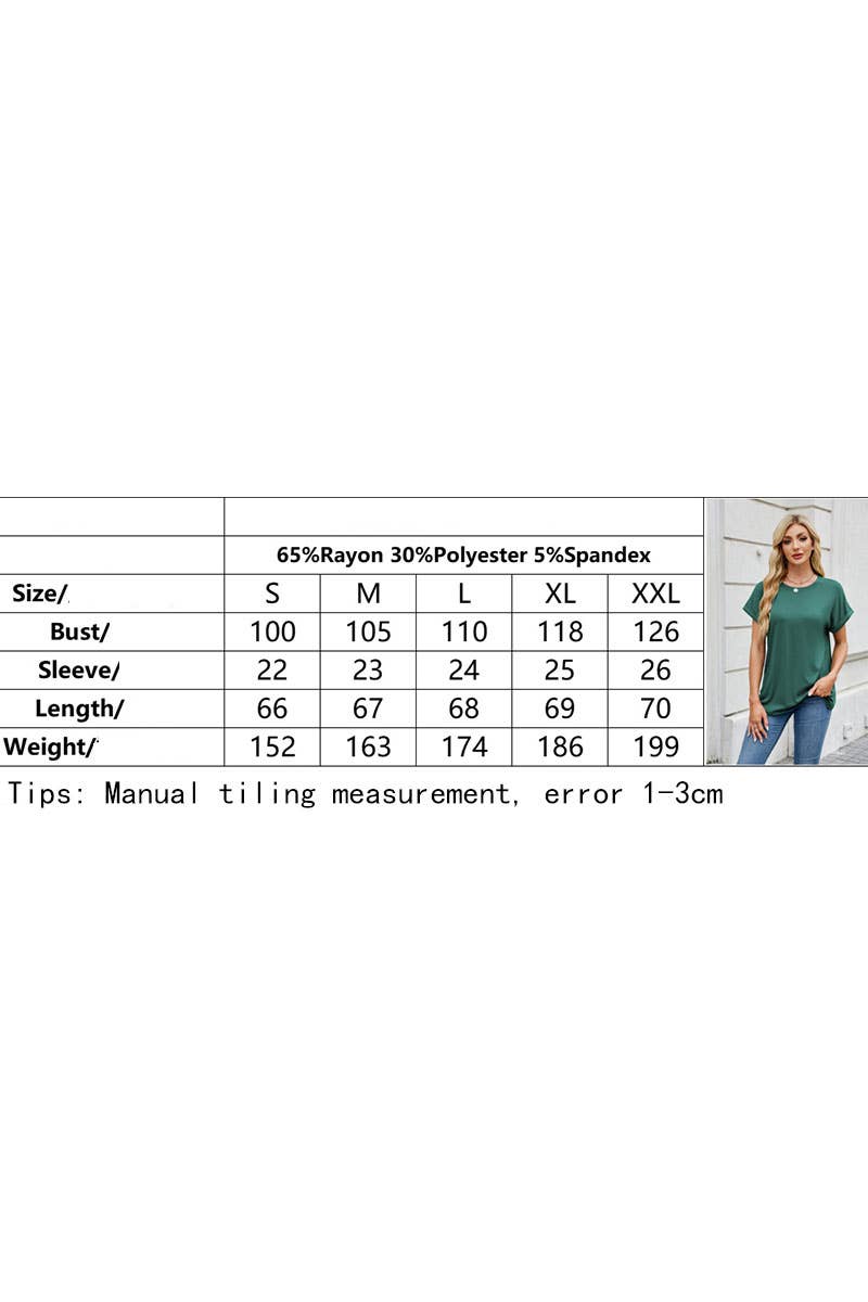 CWTTS1323_NEW SOLID COLOR ROUND NECK LOOSE SHORT SLEEVE T-SH