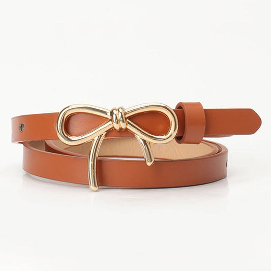 Golden buckle versatile bow tie women's belt