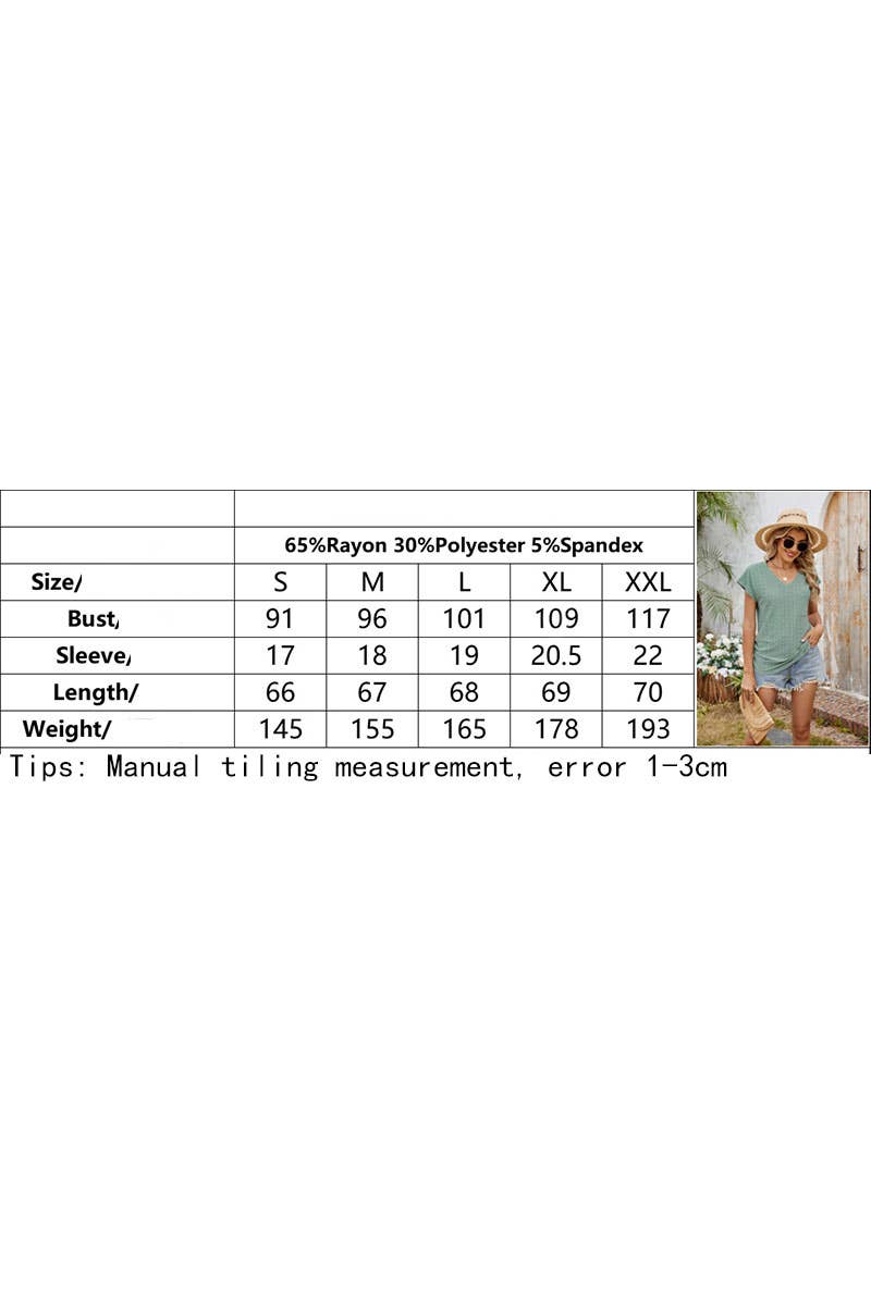 CWTTS1328_SUMMER SOLID COLOR V-NECK SHORT-SLEEVED T-SHIRT