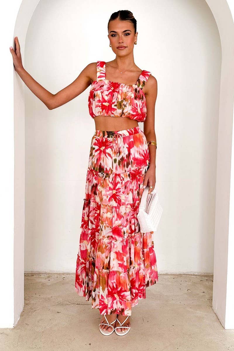 CWSS1274_RETRO SHORT SUSPENDER SKIRT TWO-PIECE SET