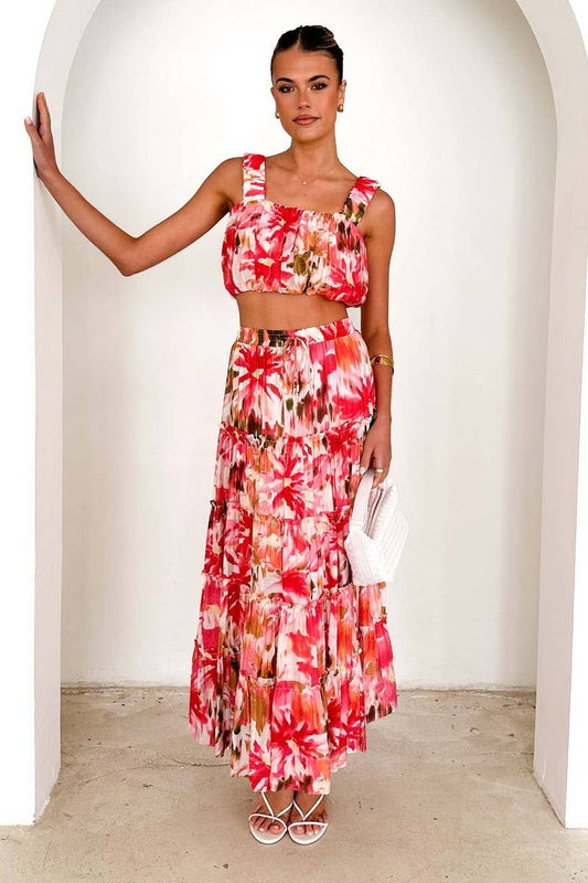 CWSS1274_RETRO SHORT SUSPENDER SKIRT TWO-PIECE SET