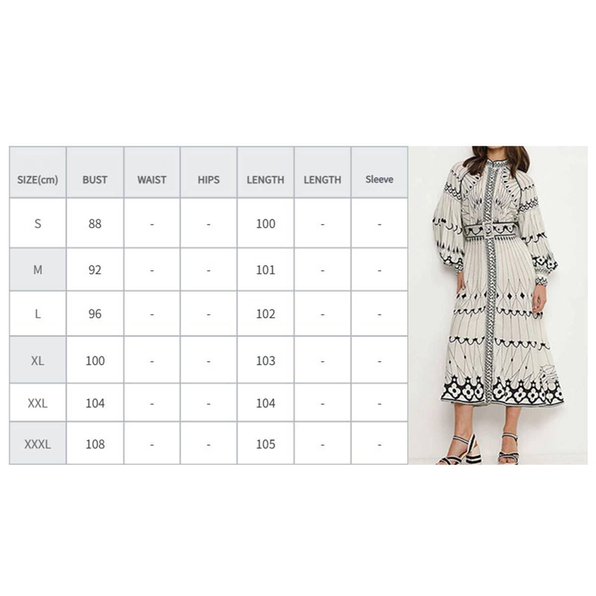 Courtly style elegant long-sleeved printed swing dress