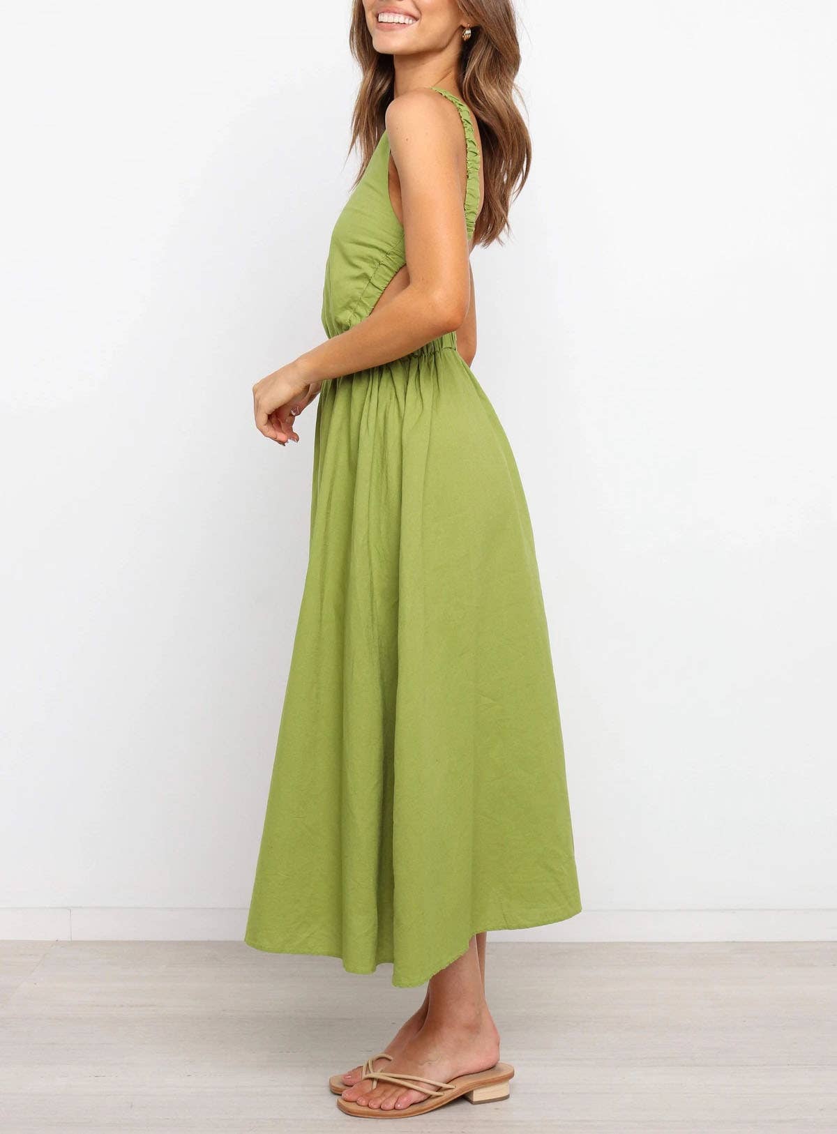 Backless cut-out solid-color fashionable dress