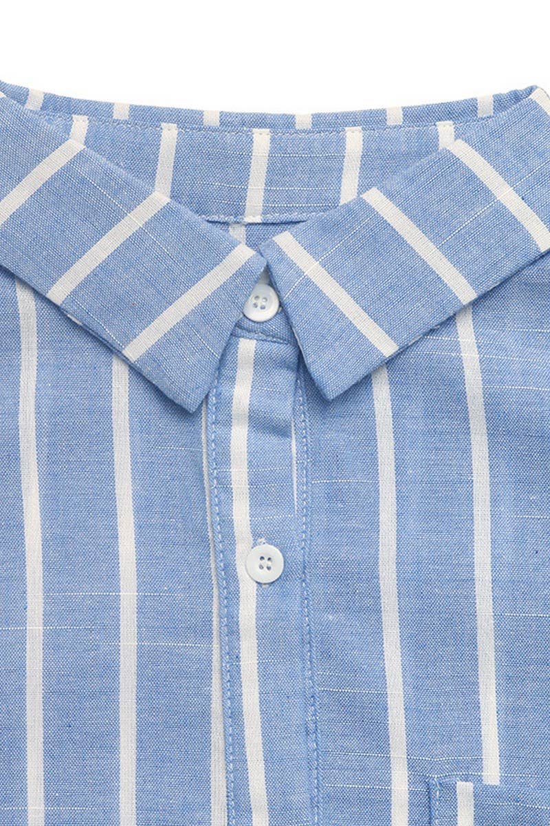 CWTSTL00963_LOOSE POLO COLLAR STRIPED WORK SHIRT TOP