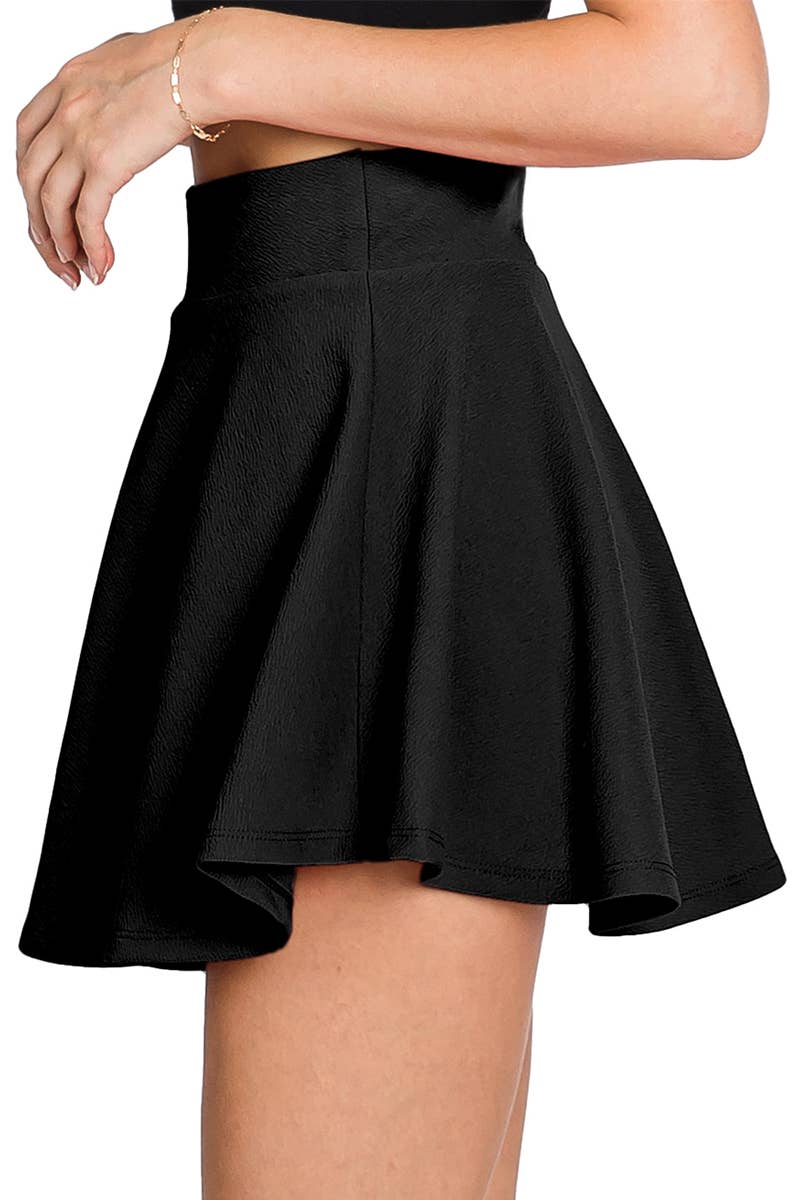 CWBSS105_High Waisted Skirt Mini A-Line Flared Skater Skirt