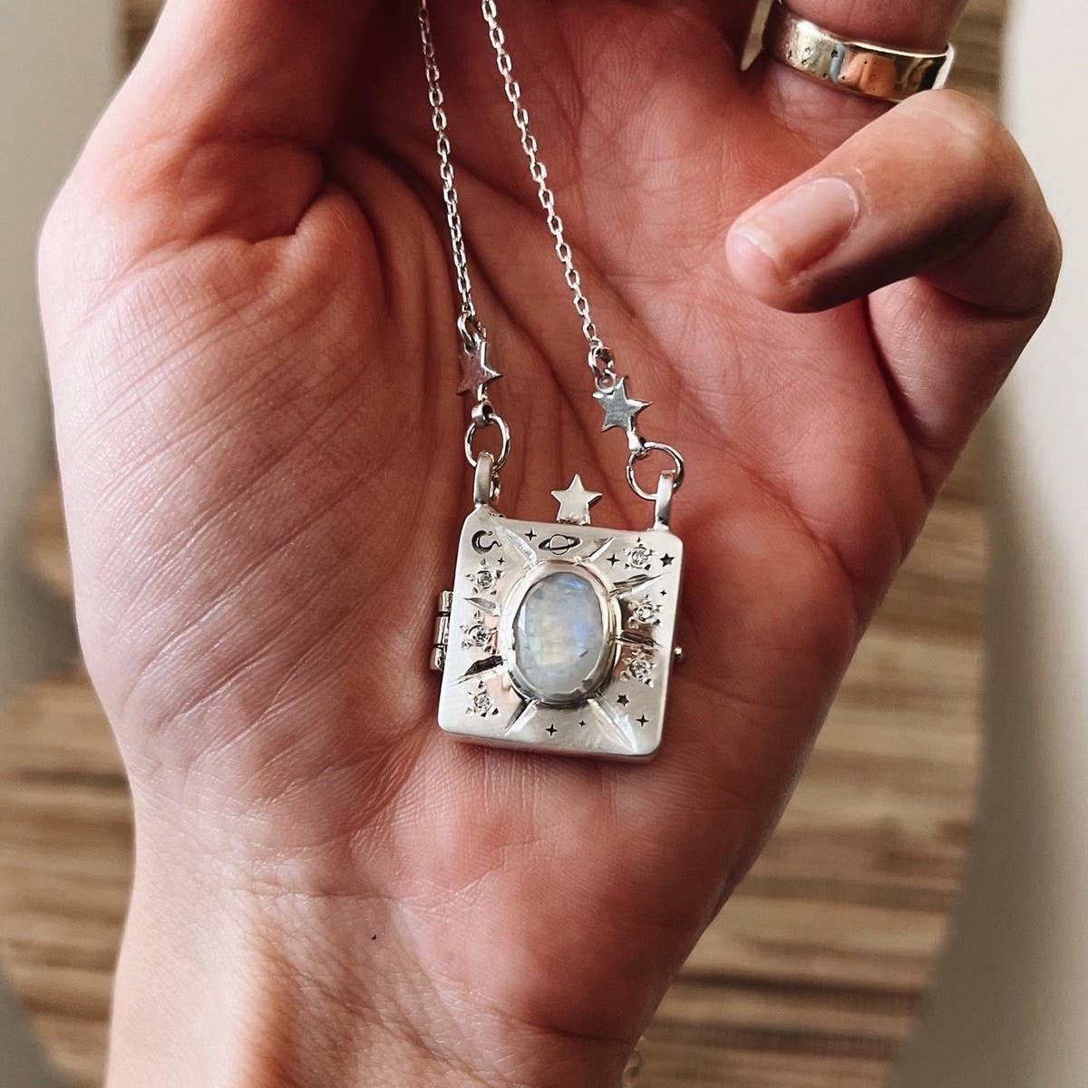 Heart Flower Album Pendant Necklace