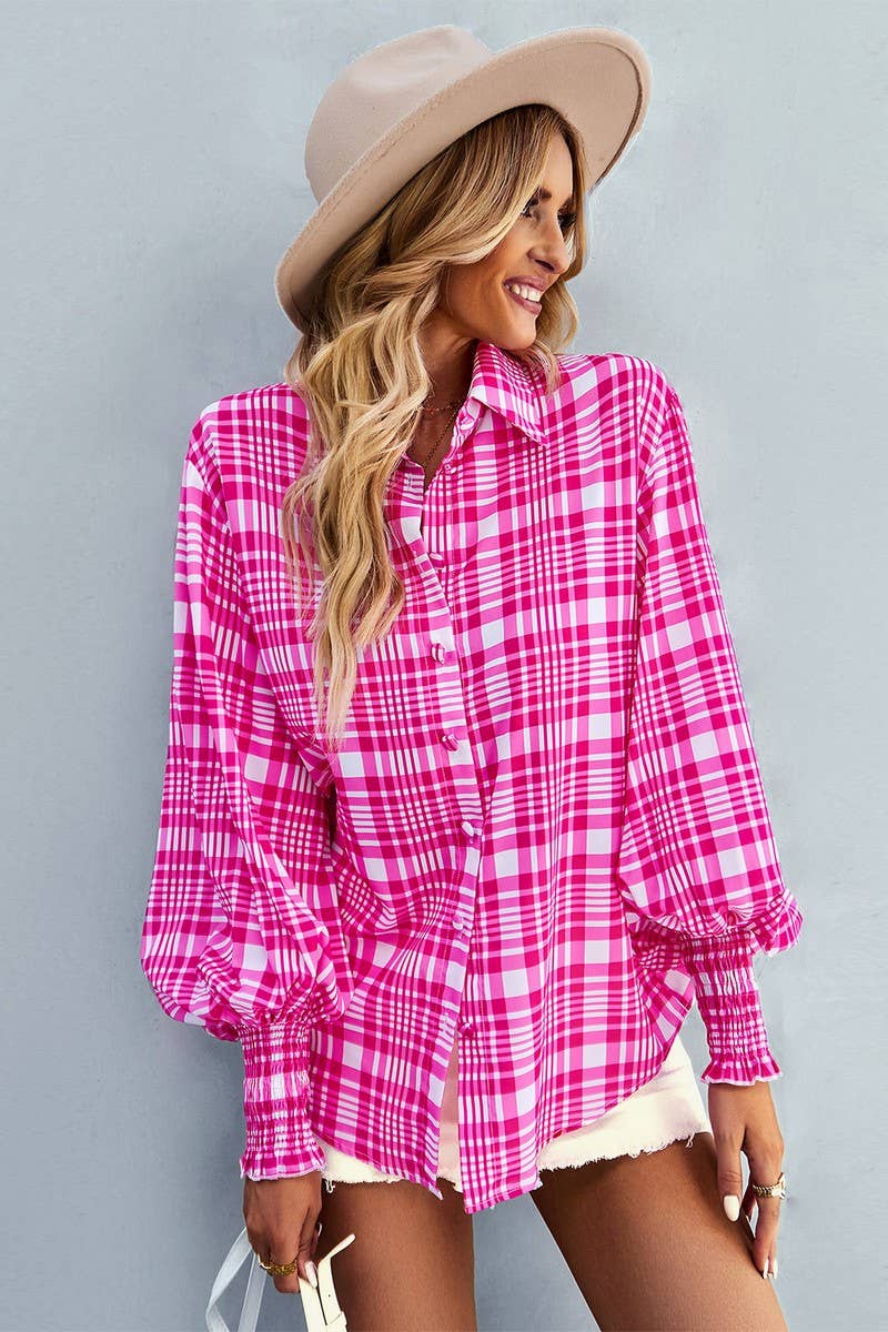 CWTBLL2770_LAPEL LONG SLEEVE PRINTED SHIRT TOP