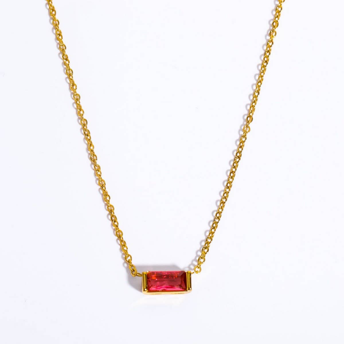 Stainless Steel Colored Birthstone Necklace_CWMM5535