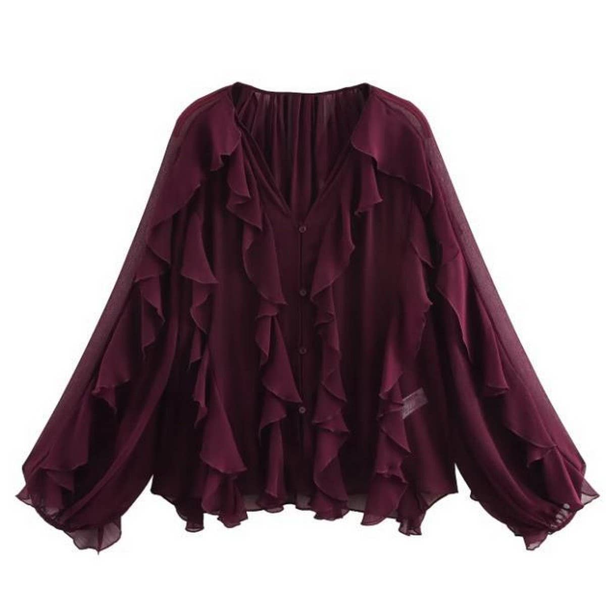 Women's Stylish Ruffled V-Neck Spring Blouse