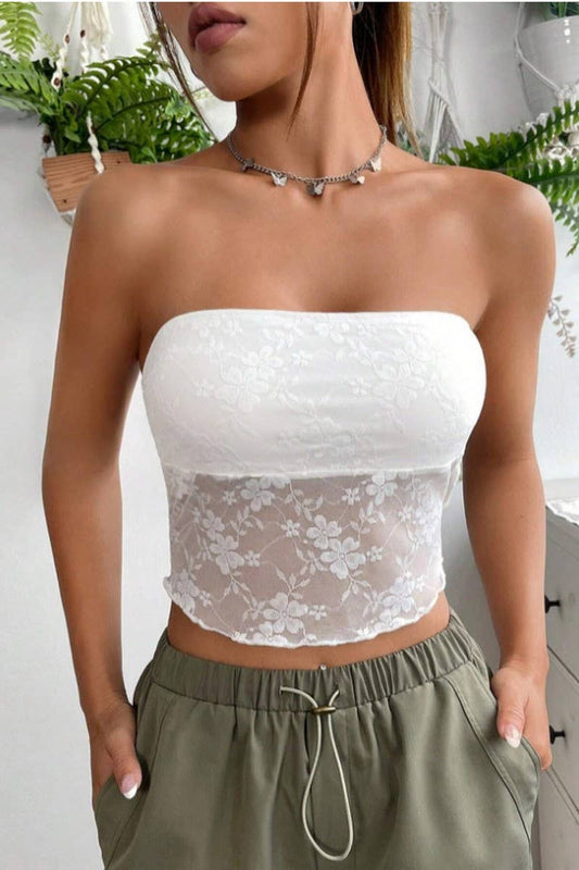 CWTTSL0433_LACE TUBE TOP ALL-MATCH SEXY WRAP TOP