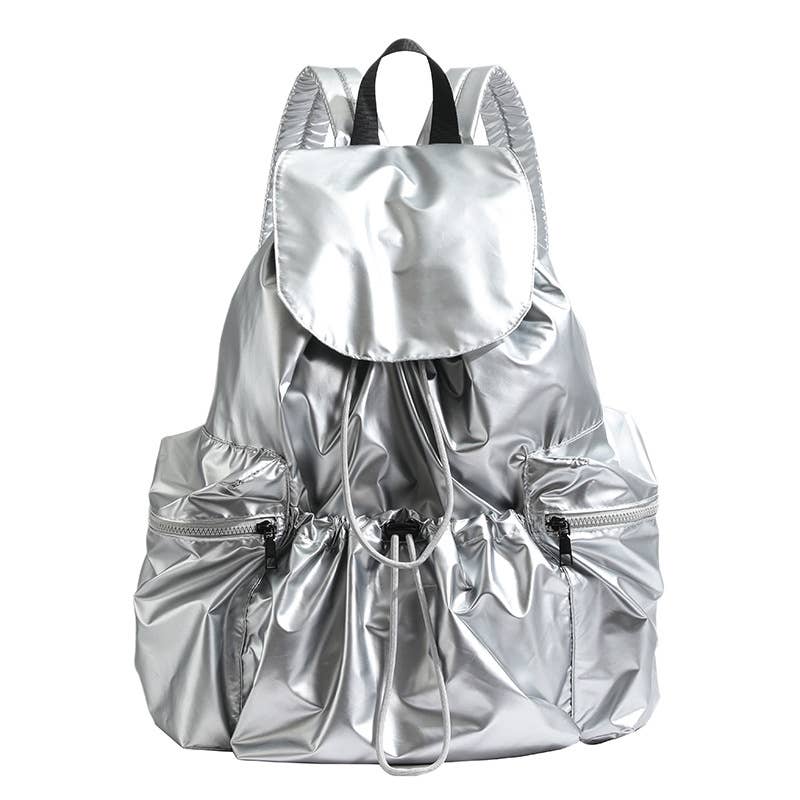Fashionable pleated large-capacity flip schoolbag