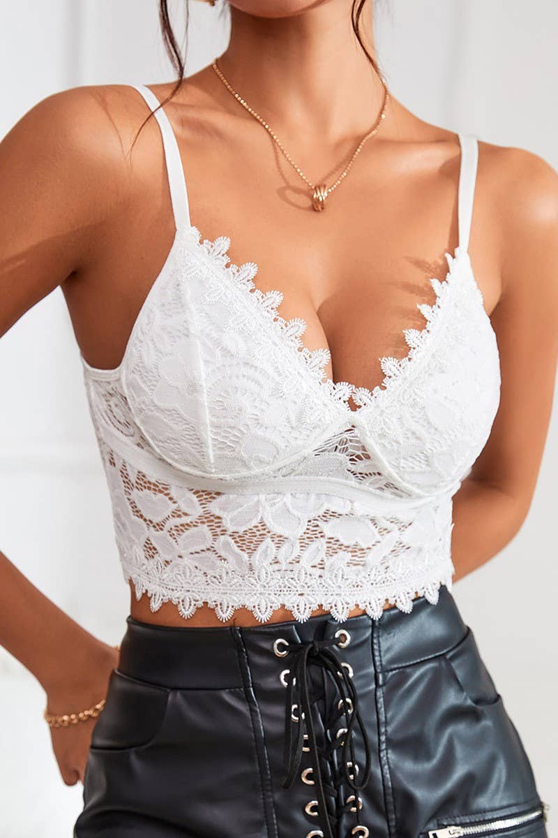 CWTTK0400_DEEP V-NECK  LACE SEXY TANK TOP