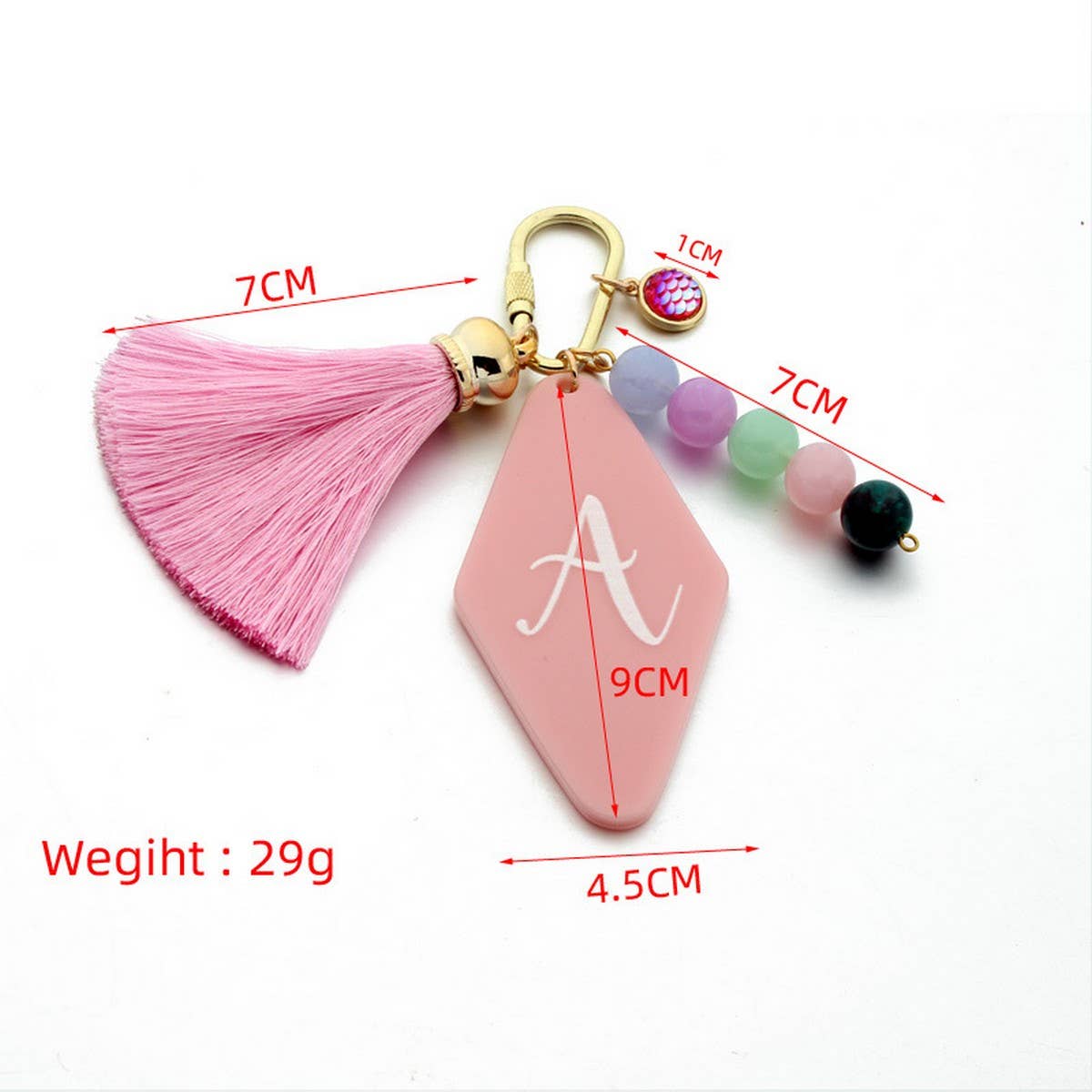 Letter Acrylic Keychain with Geometric Charm