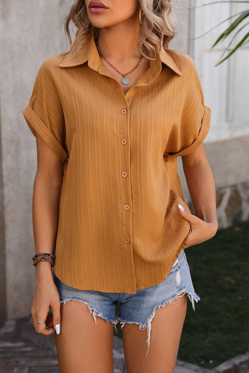 CWTSTS0432_SHORT SLEEVED CASUAL SHIRT WITH LOOSE SHOULDERS