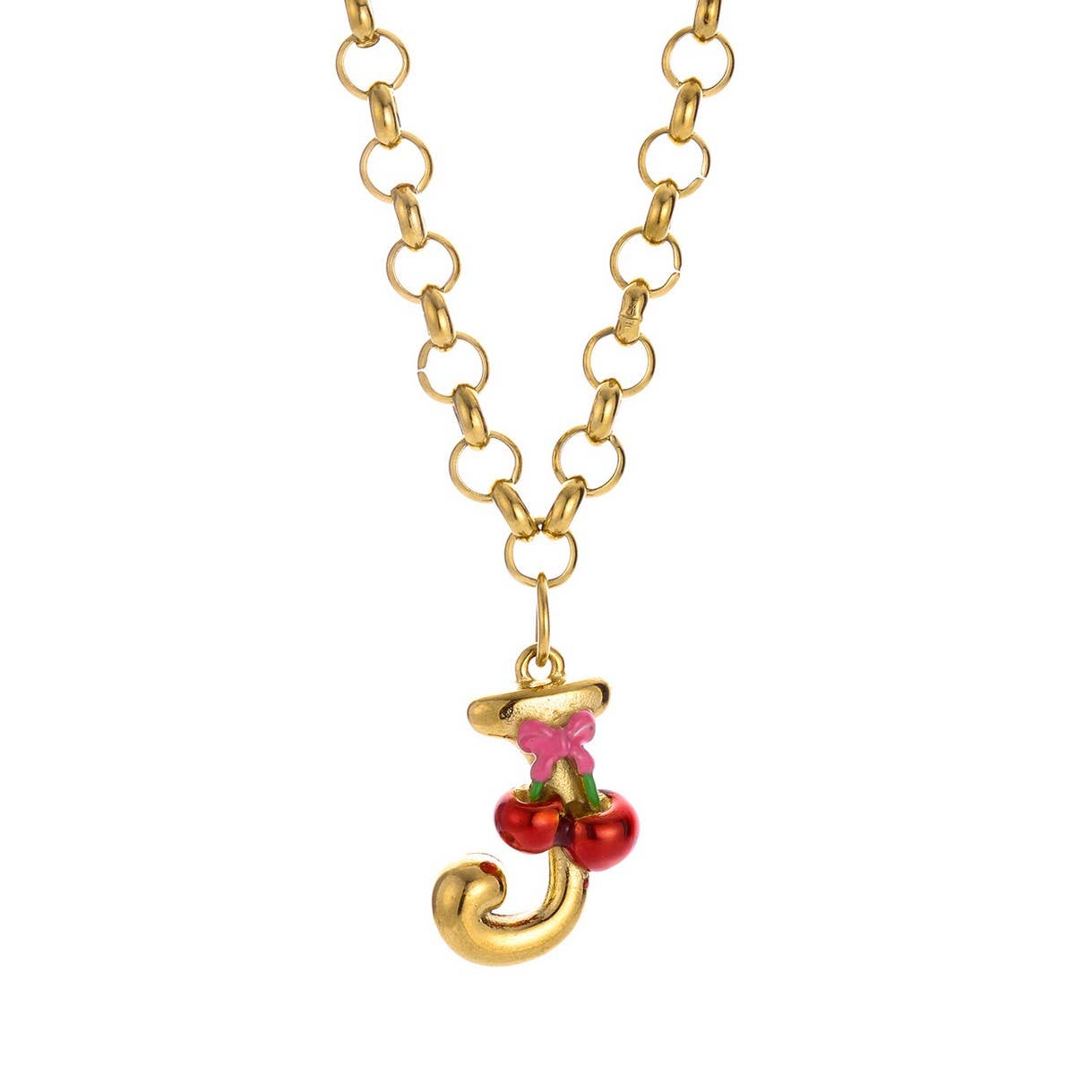 Original Stainless Steel Letter Necklace withEnamel_CWMM8836
