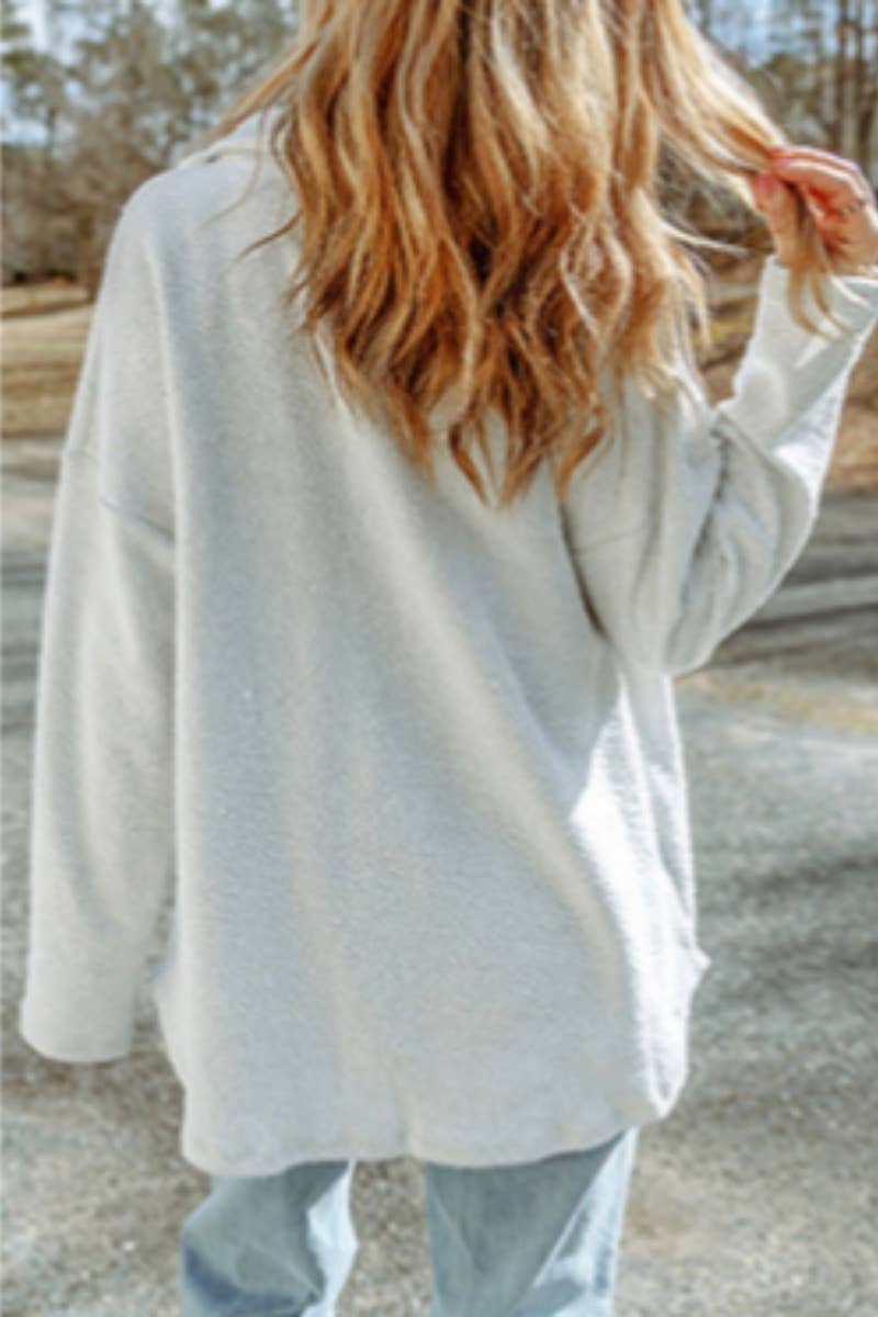 CWOCO1045_LONG SLEEVE JACKET WITH PLUSH POCKET BUTTONS