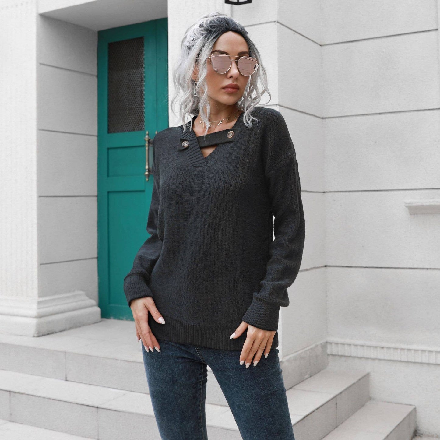 Autumn/winter design button sweater